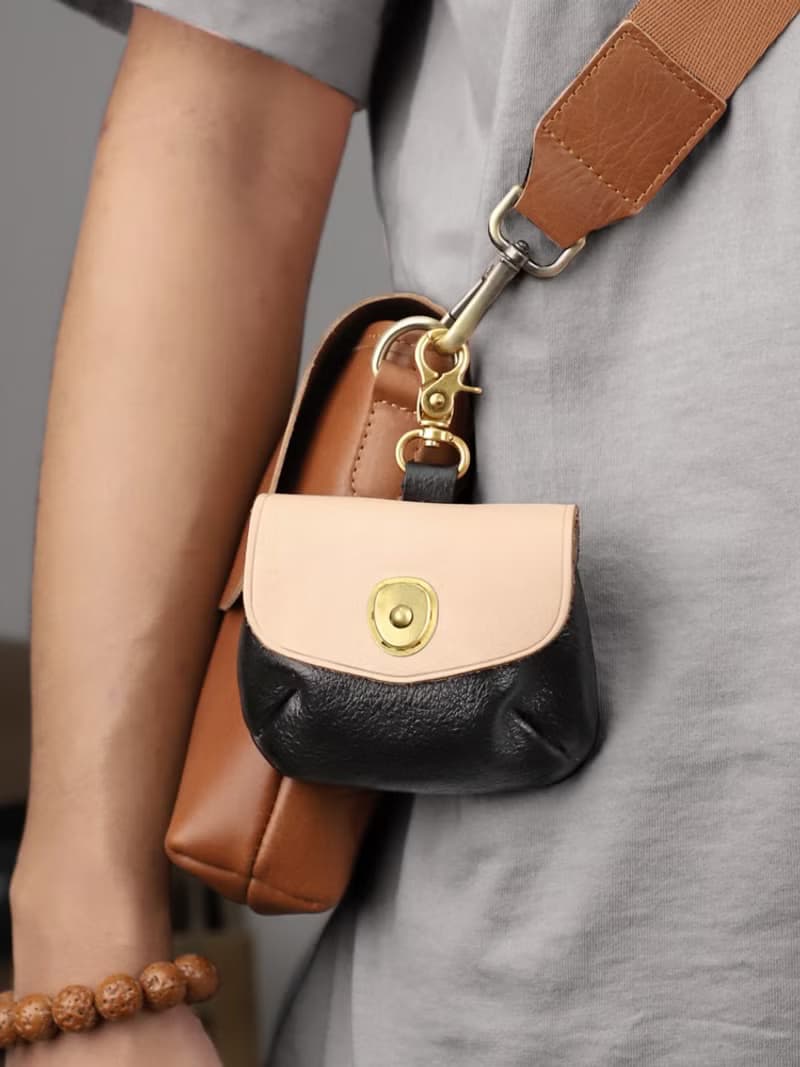 優質植鞣牛皮零錢包 萬用收納包 可掛脖