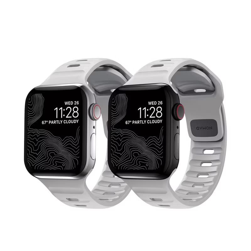 【美國NOMAD】AppleWatch專用運動FKM橡膠錶帶-45/44/42mm 月球灰