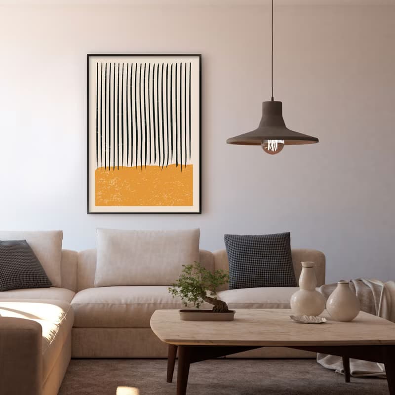 點線 • 橘色塊 - 橘色流線幾何掛畫/廚房佈置/客廳擺飾/邊櫃掛畫