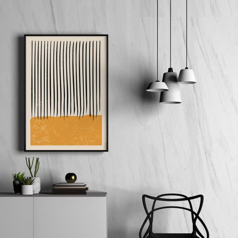點線 • 橘色塊 - 橘色流線幾何掛畫/廚房佈置/客廳擺飾/邊櫃掛畫