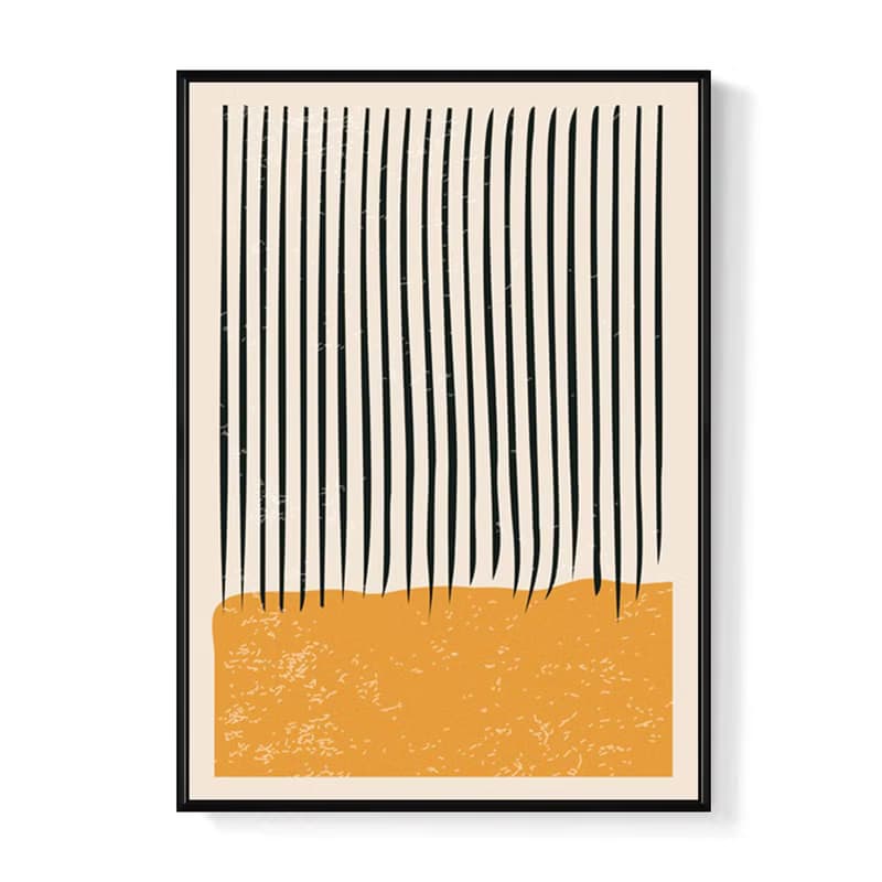 點線 • 橘色塊 - 橘色流線幾何掛畫/廚房佈置/客廳擺飾/邊櫃掛畫