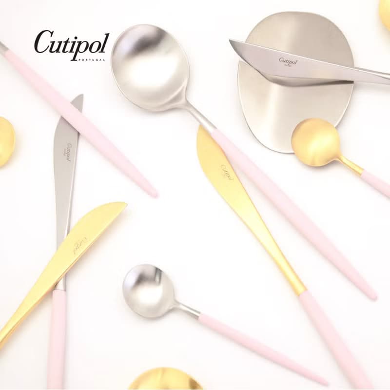 葡萄牙 Cutipol GOA 粉紅金霧面不鏽鋼 18CM 點心匙