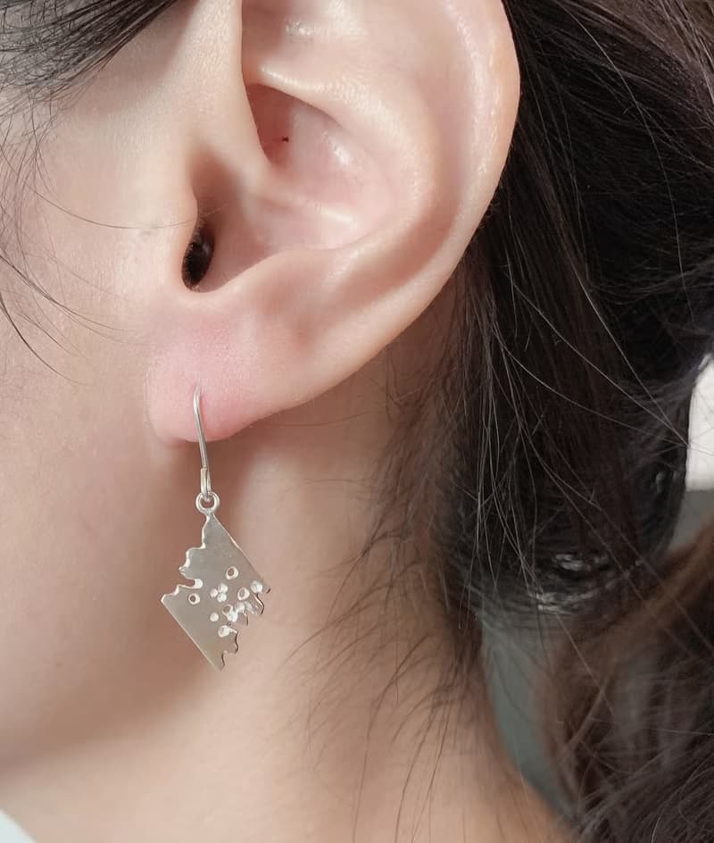 菱形月蝕耳環