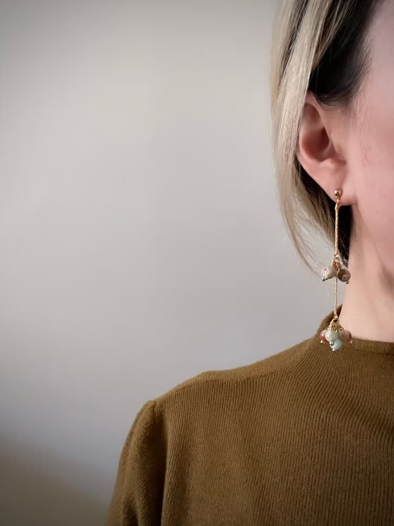 金鈴花 長款礦石耳環 耳針耳夾