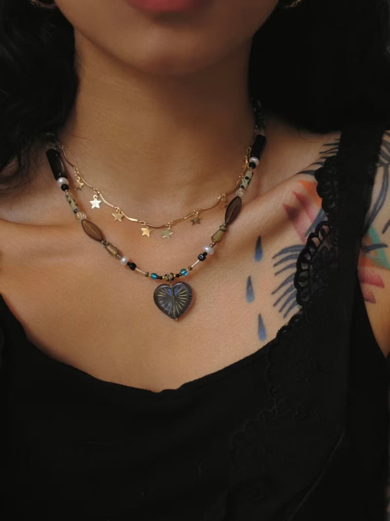 【August Lover】復古藍棕 淡水珍珠 進口捷克古董珠 琉璃 磁吸扣