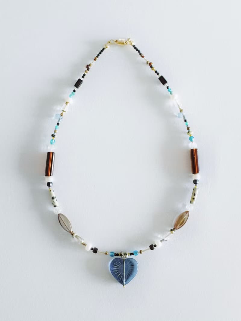 【August Lover】復古藍棕 淡水珍珠 進口捷克古董珠 琉璃 磁吸扣