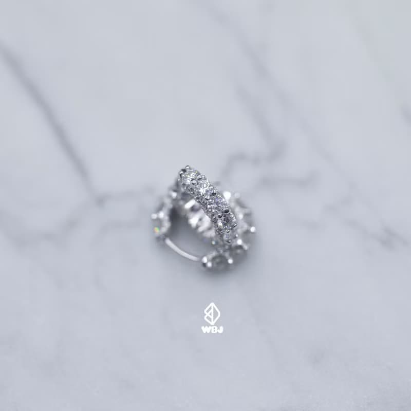 Wbj 純銀滿圈鑲嵌莫桑鑽耳環