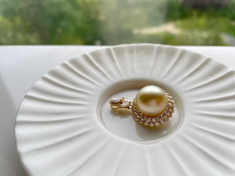 復古雍容 天然海水珍珠 南洋金珠 純銀吊墜 贈項鏈