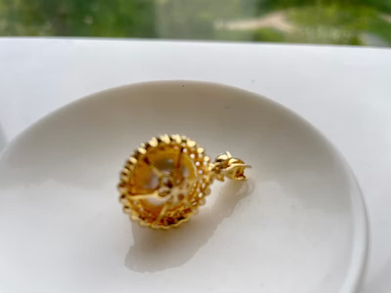 復古雍容 天然海水珍珠 南洋金珠 純銀吊墜 贈項鏈