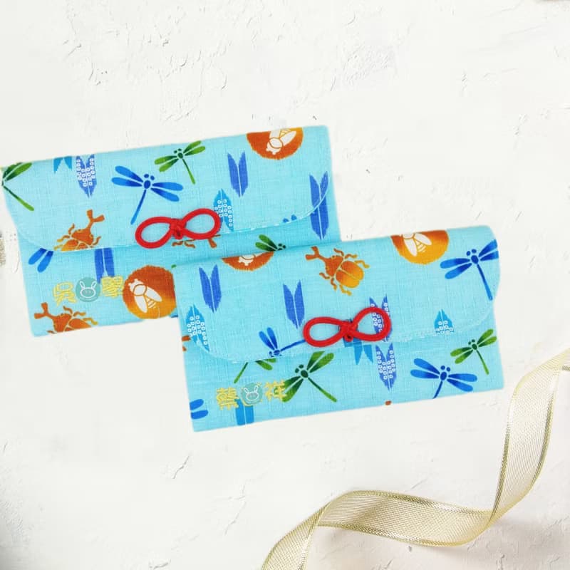 免費繡名字。蜻蜓獨角仙。布紅包袋 / 口罩收納袋