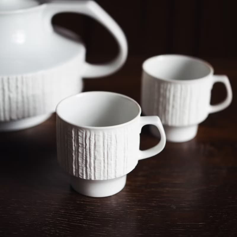 1960年 德國 Thomas 白色瓷器套裝 / 茶壺+茶杯+鹽和胡椒瓶
