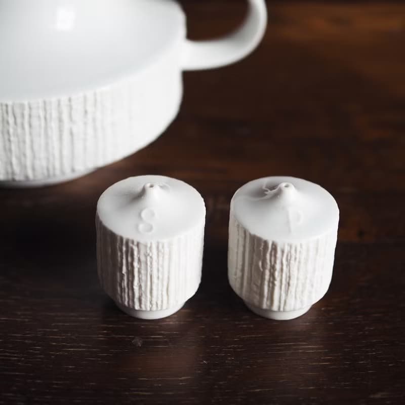 1960年 德國 Thomas 白色瓷器套裝 / 茶壺+茶杯+鹽和胡椒瓶