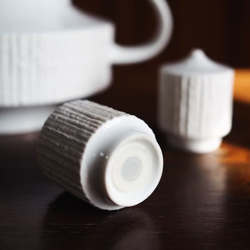 1960年 德國 Thomas 白色瓷器套裝 / 茶壺+茶杯+鹽和胡椒瓶