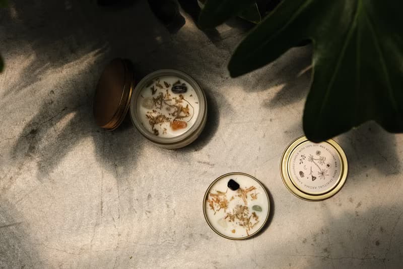 財富 健康 | 水晶花草能量蠟燭罐 藍鼠尾草