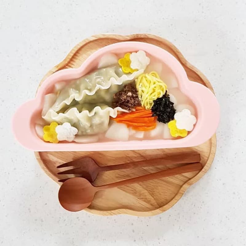 韓國【Mother's Corn】雲朵單格矽膠餐盤(櫻花粉)