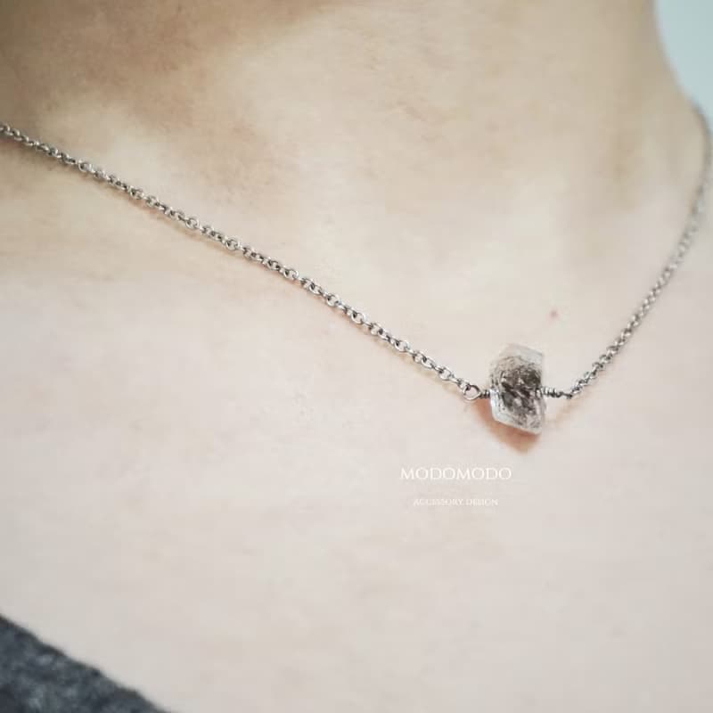 ll 原礦赫基蒙水晶項鍊 ll Herkimer Diamond 316L醫療鋼短項鍊
