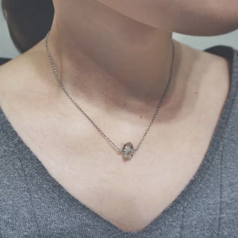 ll 原礦赫基蒙水晶項鍊 ll Herkimer Diamond 316L醫療鋼短項鍊