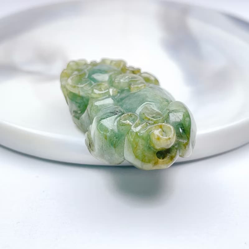【招財神獸】飄綠花翡翠貔貅擺飾 | 天然緬甸玉翡翠A貨