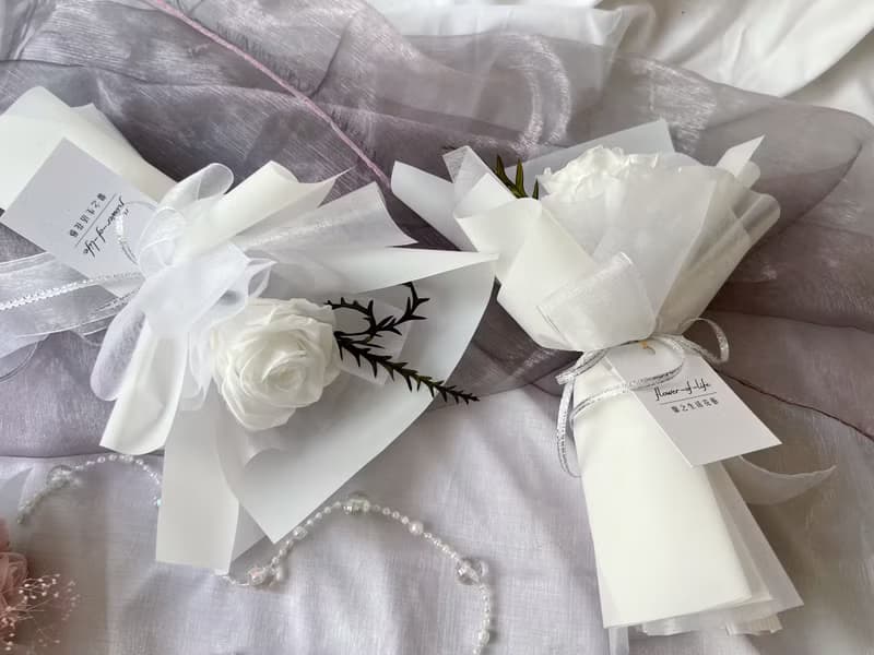 【flower-of-life】純潔之愛 永生白玫瑰花束 日常花束 韓系花束