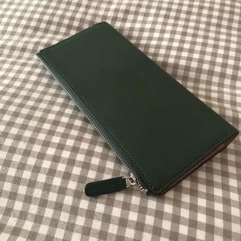 W leather wallet /Green