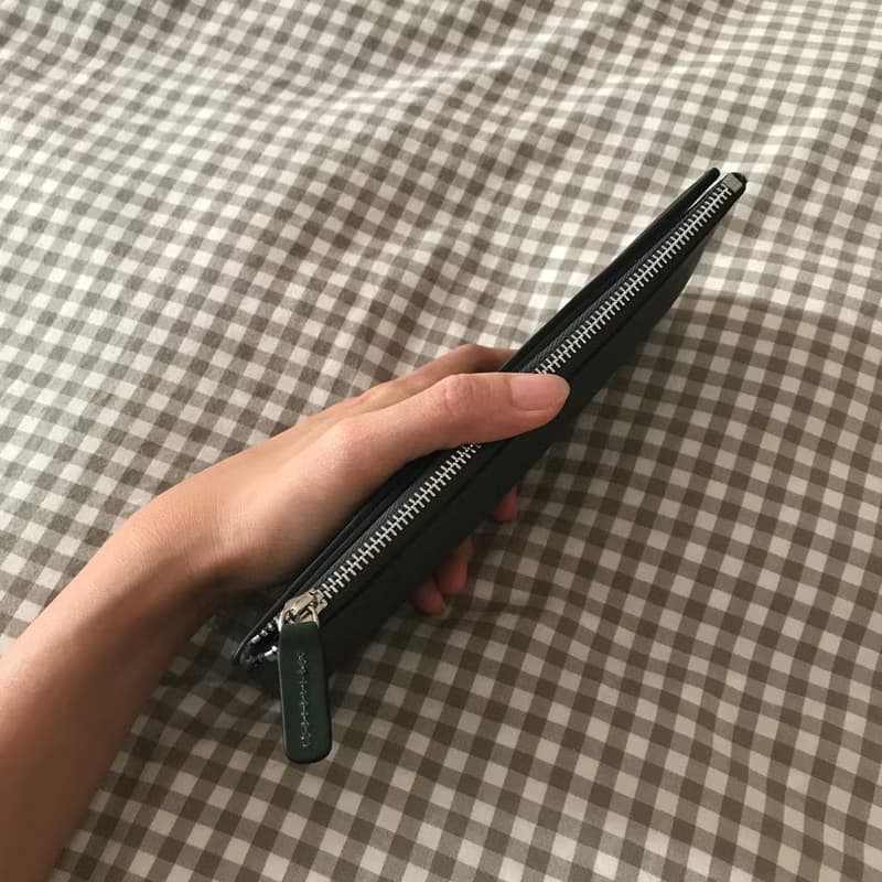 W leather wallet /Green