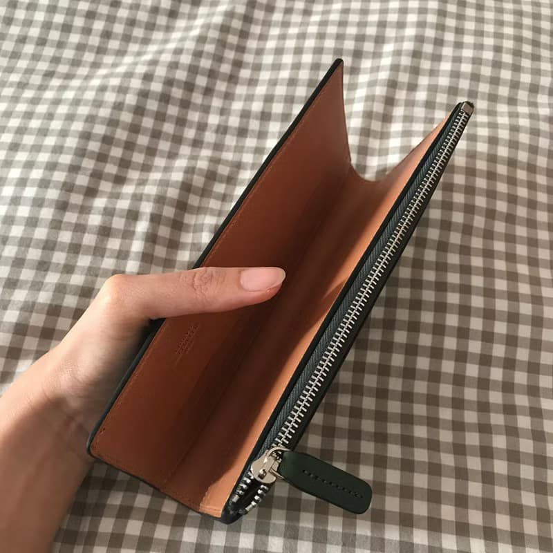 W leather wallet /Green