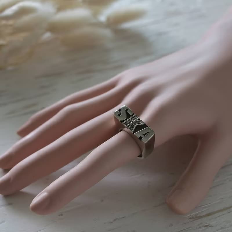 SKA Reggae Ring Sterling Silver Jewelry musical instrument guitar piano Bass men