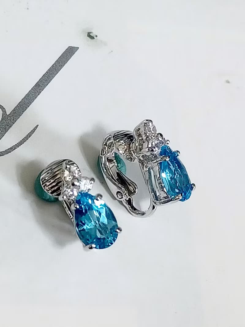 vintage jewelry  經典璀璨單顆萊茵鑽 夾式耳環