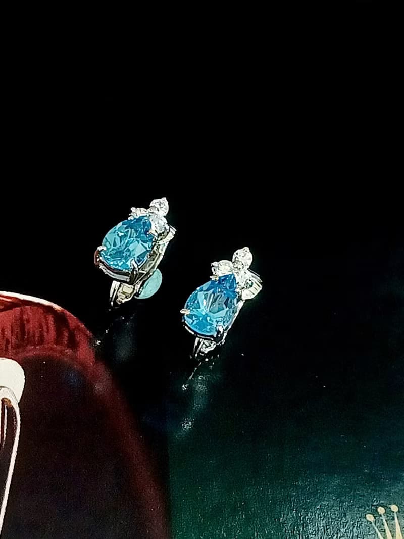 vintage jewelry  經典璀璨單顆萊茵鑽 夾式耳環