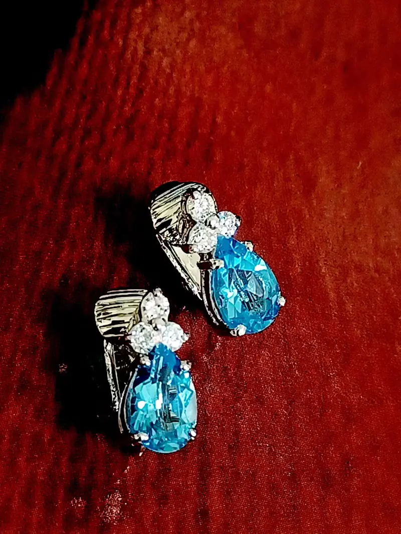 vintage jewelry  經典璀璨單顆萊茵鑽 夾式耳環