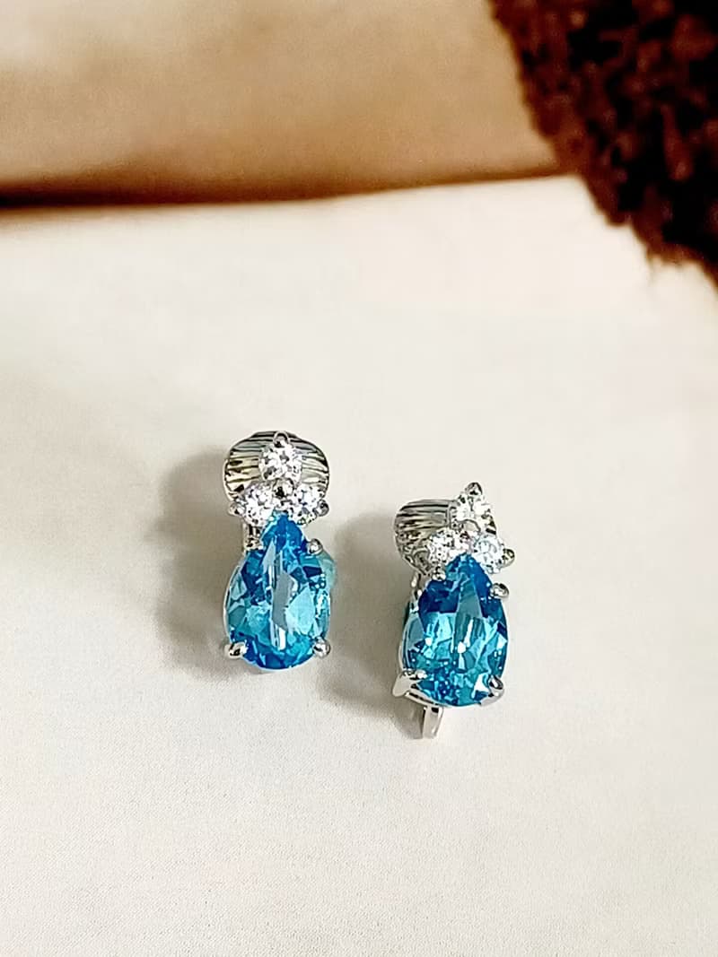 vintage jewelry  經典璀璨單顆萊茵鑽 夾式耳環