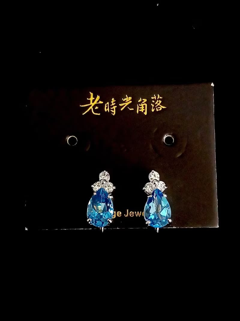 vintage jewelry  經典璀璨單顆萊茵鑽 夾式耳環