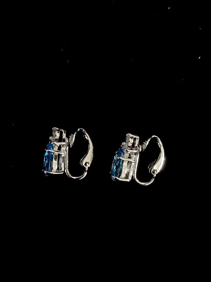 vintage jewelry  經典璀璨單顆萊茵鑽 夾式耳環