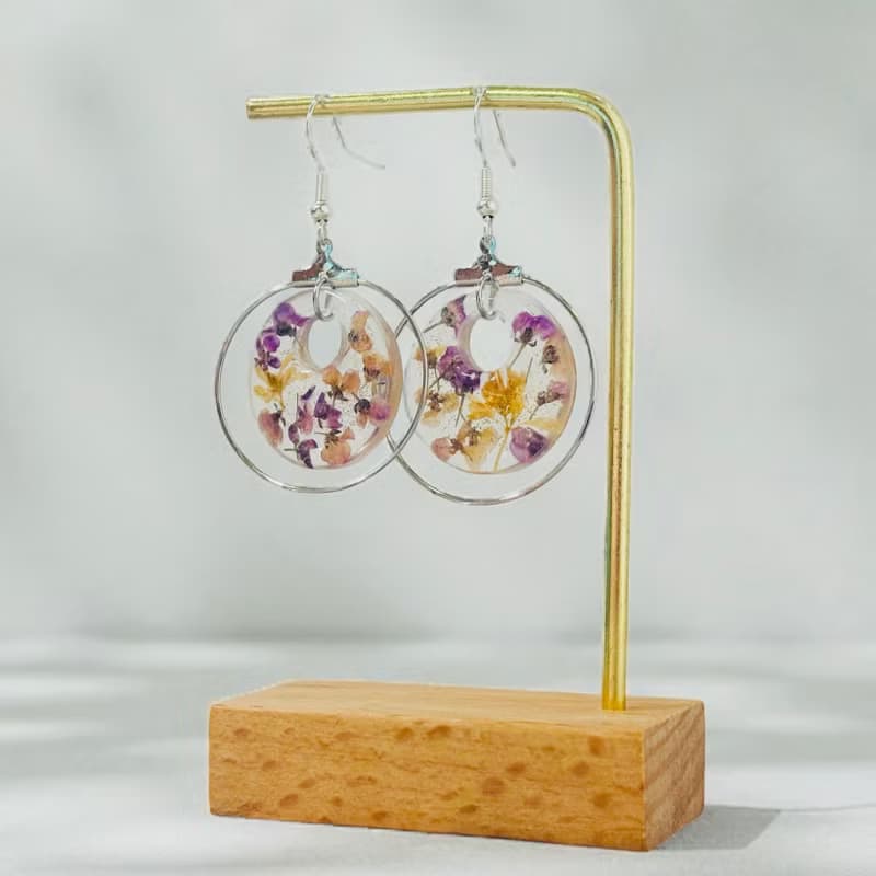 全新壓花樹脂耳飾 滴膠花耳飾 仙氣花耳飾
