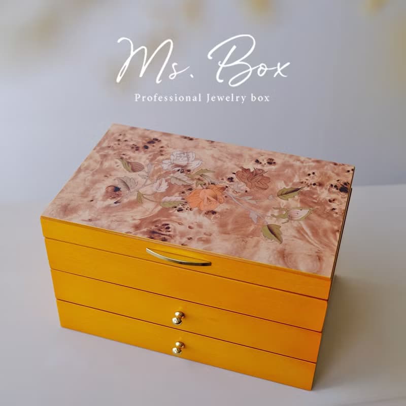 【Ms. box 箱子小姐】英式古典木製珠寶盒/飾品盒(原木拼花)