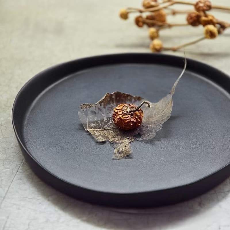 【3,co】水波系列圓形托盤(2號) - 黑