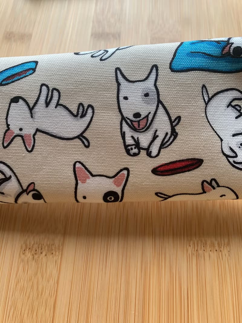 文青風環保筷袋 家有Q狗兒 米白底 手作餐具袋.交換禮物.