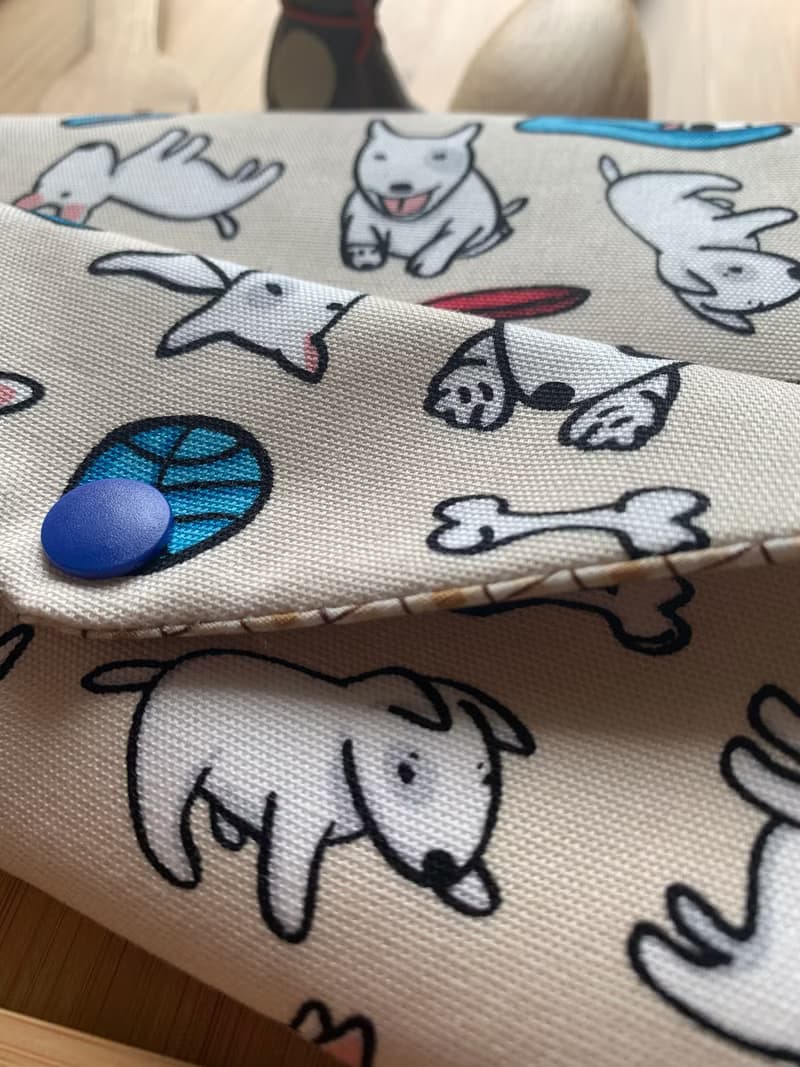 文青風環保筷袋 家有Q狗兒 米白底 手作餐具袋.交換禮物.