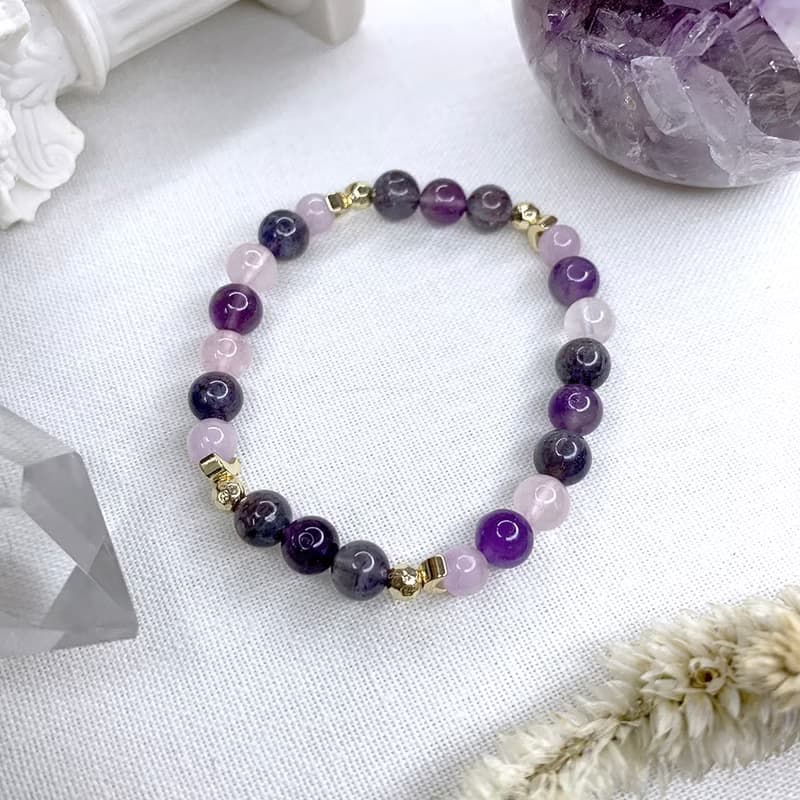 星空畫布 / 紫水晶 血滴菫青 星光粉 紫鋰輝 水晶手鍊