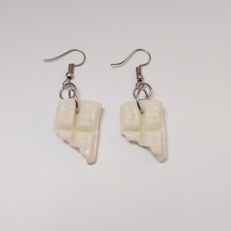 Chocolate Bar Color Earring Handmade Air Dry Clay Eco Friendly Stainless Hook