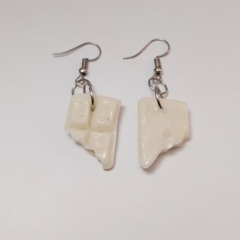 Chocolate Bar Color Earring Handmade Air Dry Clay Eco Friendly Stainless Hook