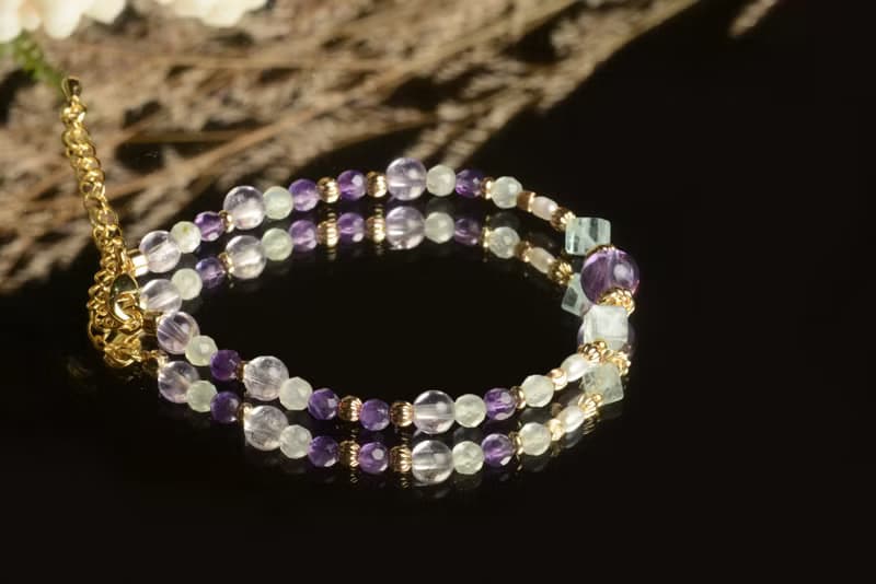 【神山晶礦】紫水晶螢石珍珠葡萄手鍊/紫水晶/螢石/珍珠/葡萄