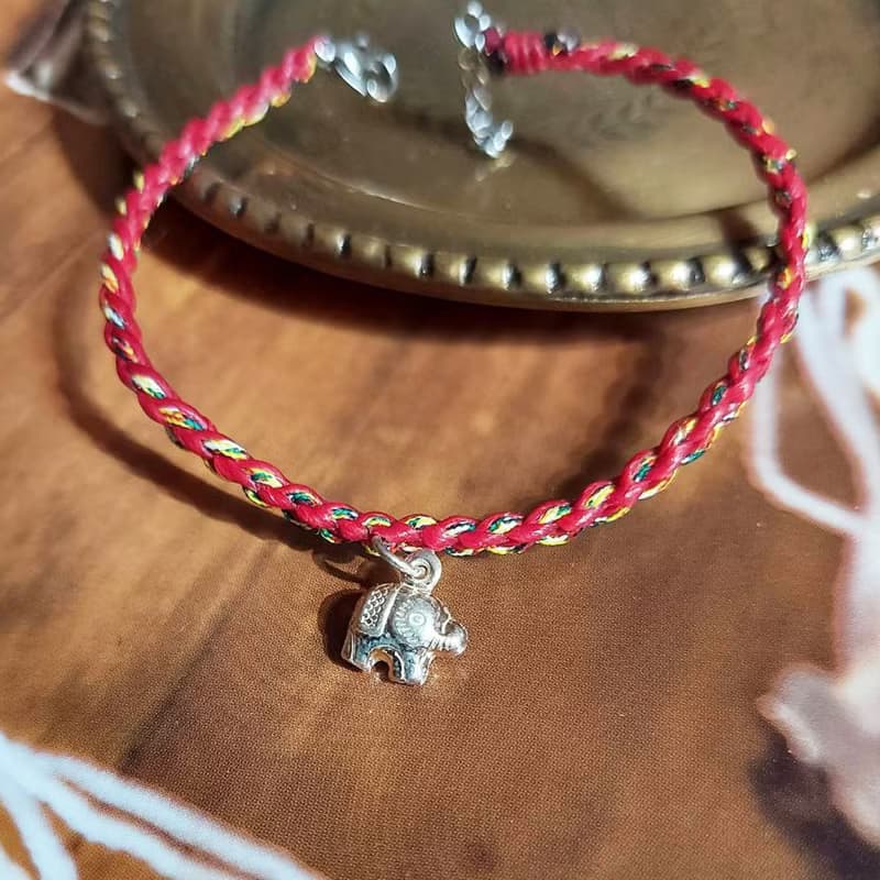 純銀平安編織手鍊 蠟線925純銀 五色線 /大象蠶絲蠟線(缺貨)