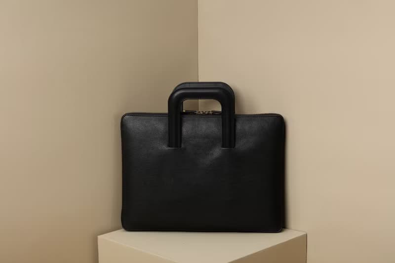 Leather Laptop Case with Handles - Black