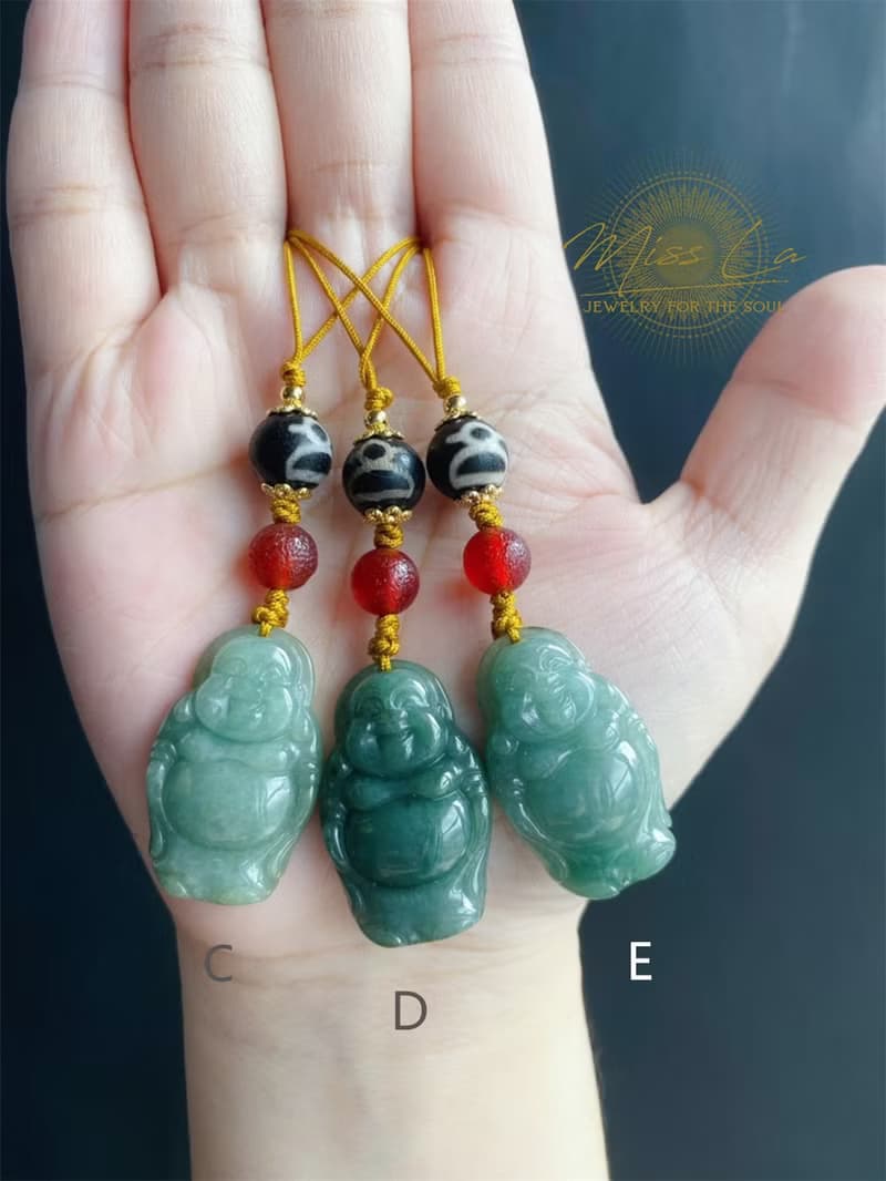 天然緬甸玉翡翠 招財納福 佛公 彌勒佛 財神天珠 手機鍊 禮物