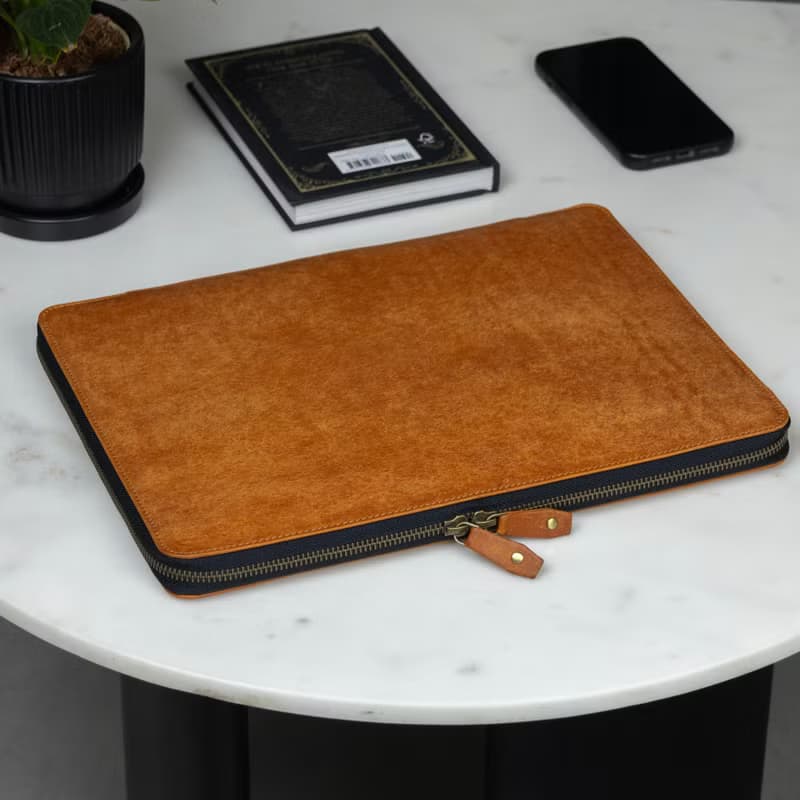 Leather Laptop Case with zippers for MacBook Air, HP Omnibook, Surface Pro