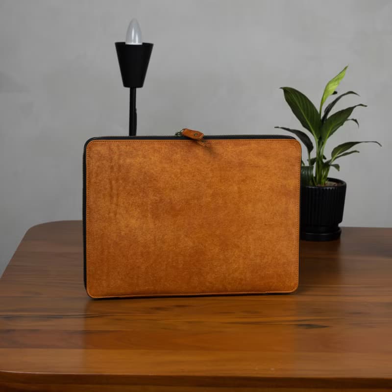 Leather Laptop Case with zippers for MacBook Air, HP Omnibook, Surface Pro