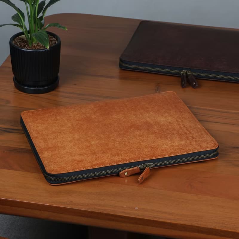 Leather Laptop Case with zippers for MacBook Air, HP Omnibook, Surface Pro
