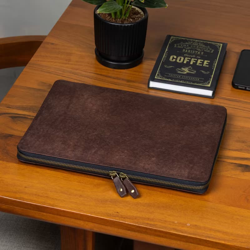 Leather Laptop Case with zippers for MacBook Air, HP Omnibook, Surface Pro