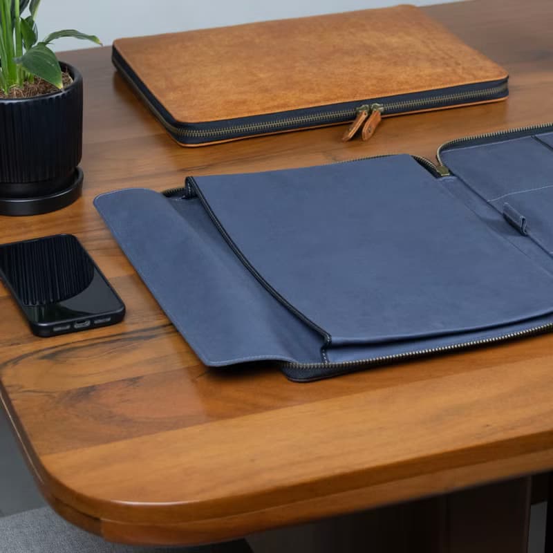 Leather Laptop Case with zippers for MacBook Air, HP Omnibook, Surface Pro